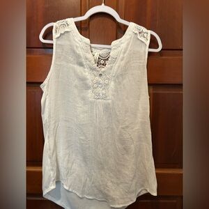 Reformation White Lace-Trim Sleeveless Camisole